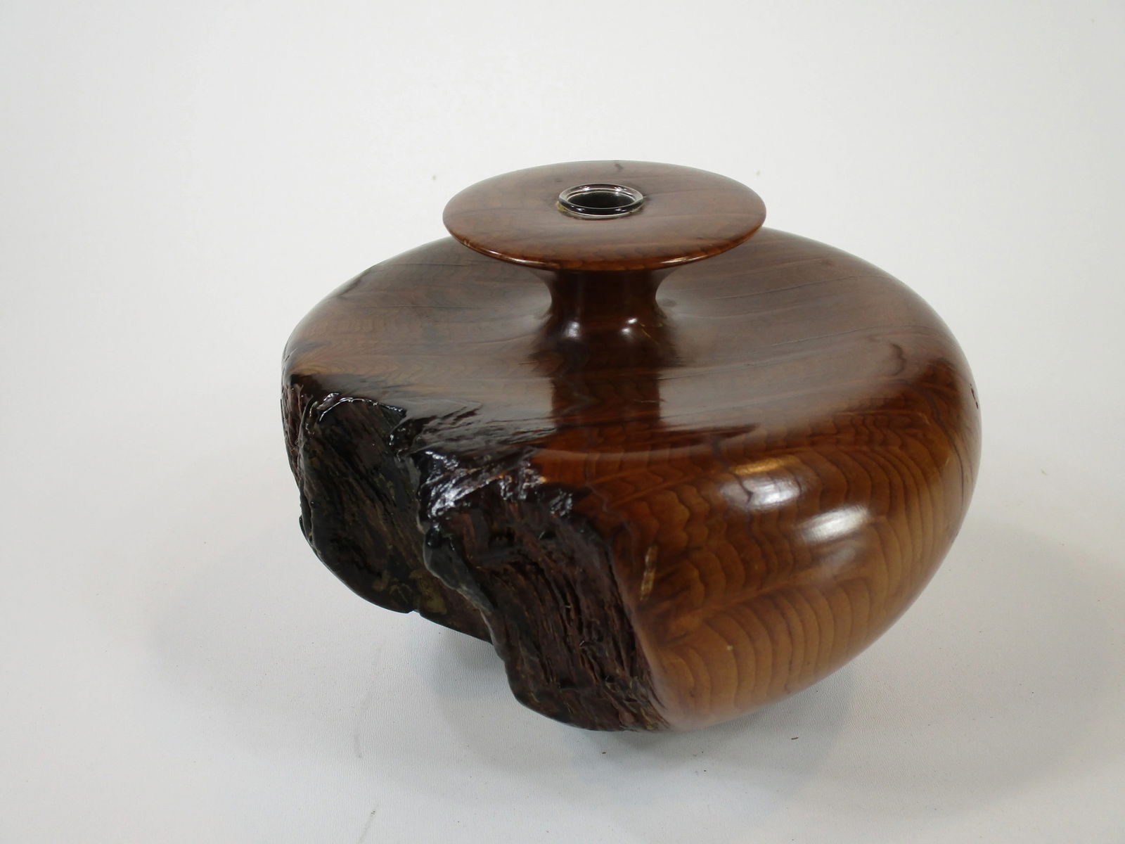 Late 20th Century California Redwood Turned Bud Vase With Glass Tube Insert Wood Wooden - 11