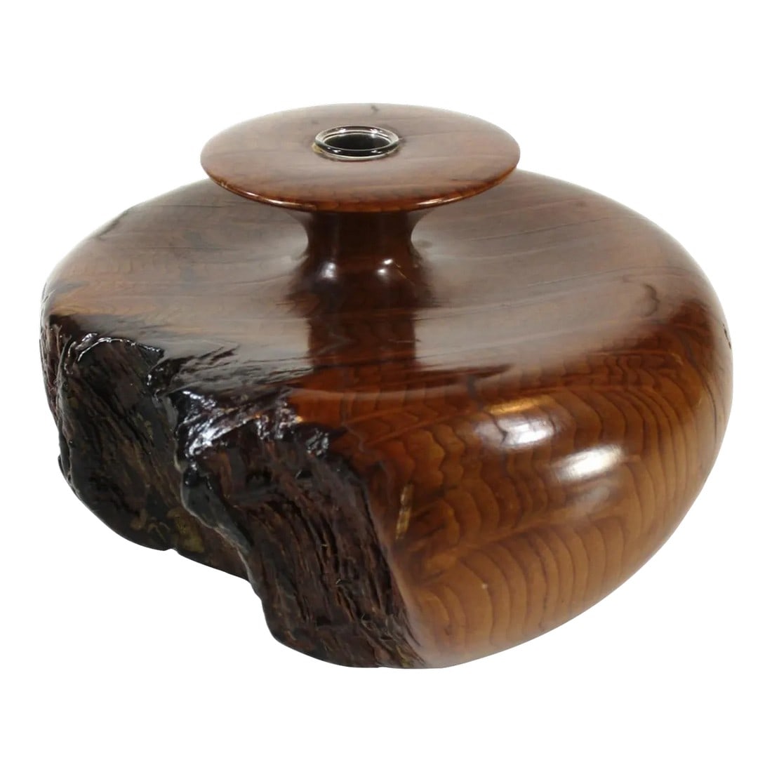 Late 20th Century California Redwood Turned Bud Vase With Glass Tube Insert Wood Wooden (1 of 11)