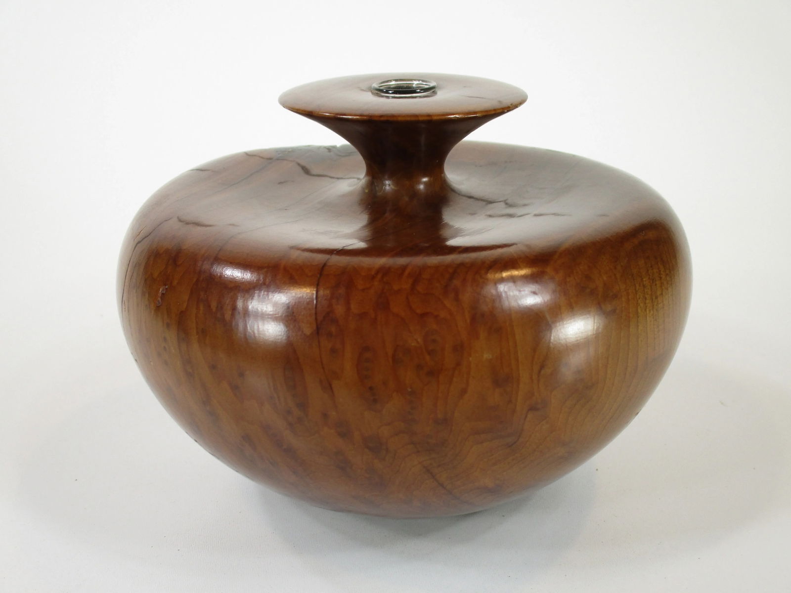 Late 20th Century California Redwood Turned Bud Vase With Glass Tube Insert Wood Wooden - 4