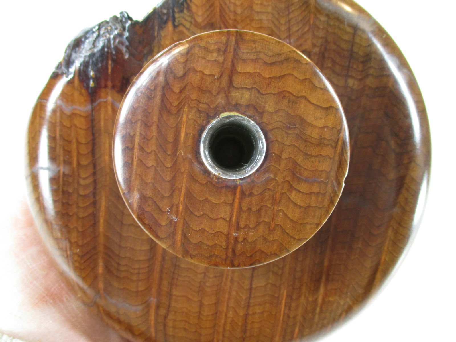 Late 20th Century California Redwood Turned Bud Vase With Glass Tube Insert Wood Wooden - 9