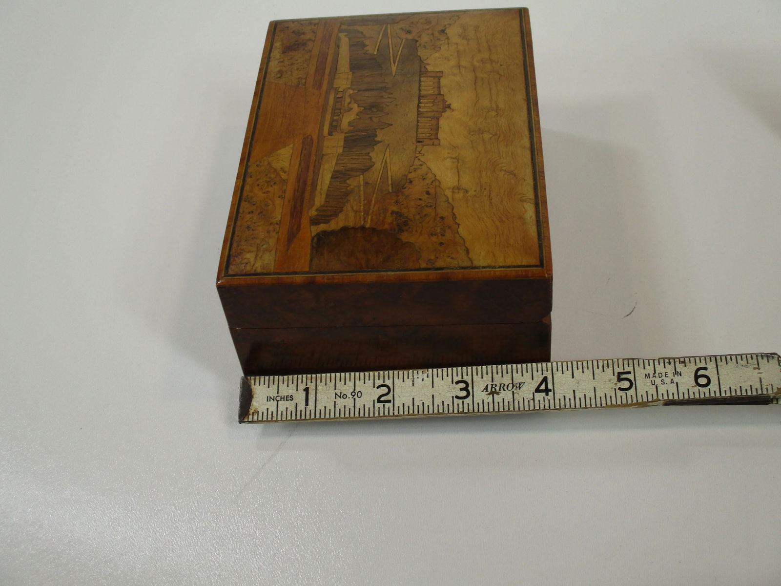 Antique Italian Grand Tour Souvenir Box with Burl Wood Inlay, Sorrento Italy - 5