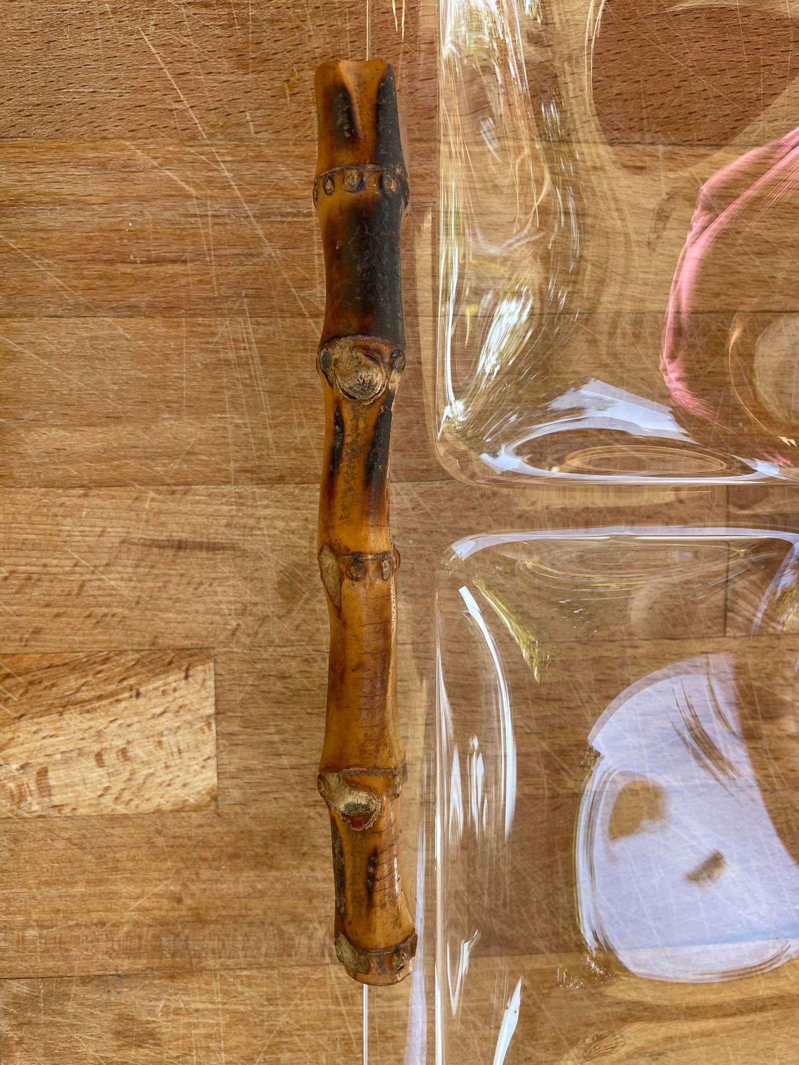 Vintage 1960s Hollywood Regency Mid Century Bamboo and Lucite Serving Tray Platter - 5