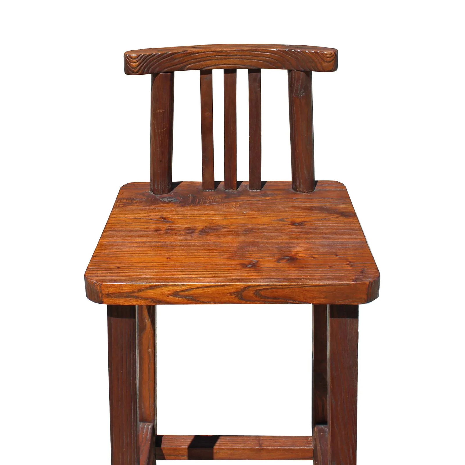 Rough Wood Brown Zen Oriental Bar Stool W Back - 6
