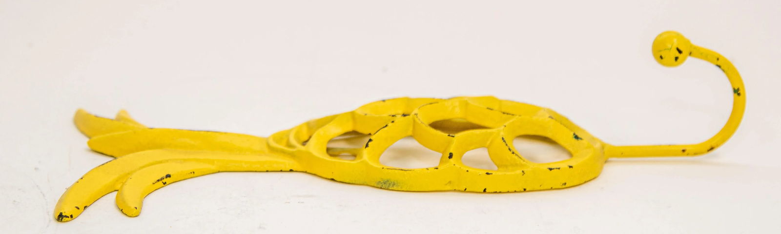 Vintage Cast Iron Tropical Yellow and Green Pineapple Coat Hook - 3