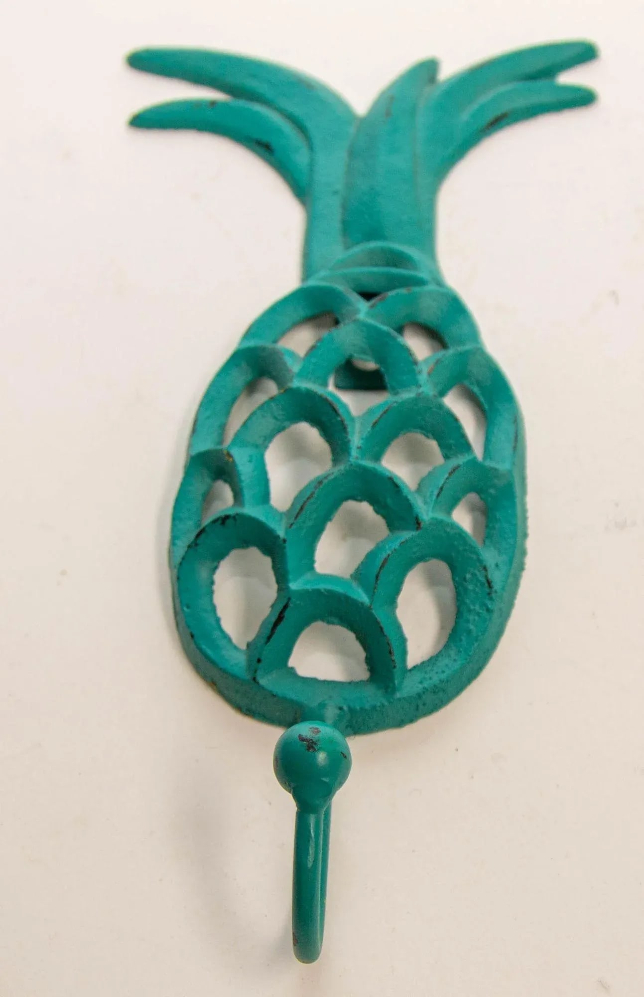 Vintage Cast Iron Tropical Yellow and Green Pineapple Coat Hook - 5