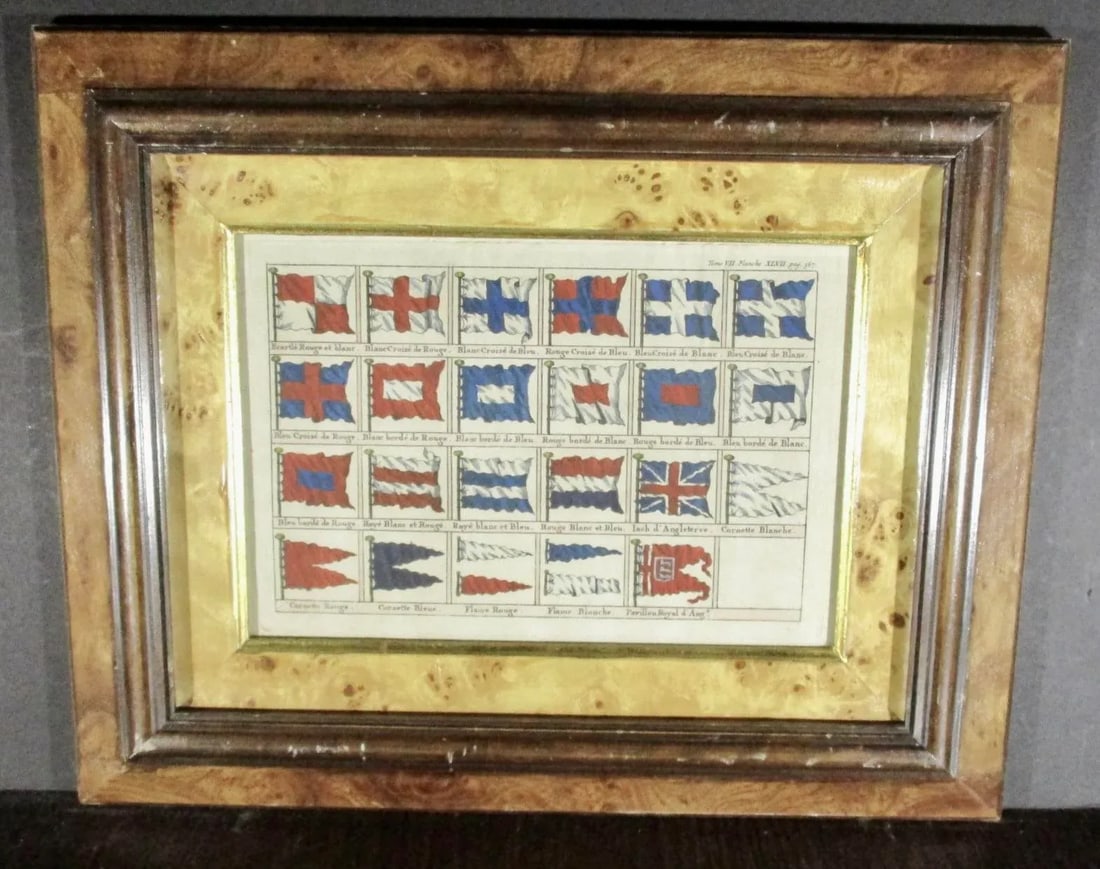 18th Century Hand-Colored Engraving of Color Banners - 2