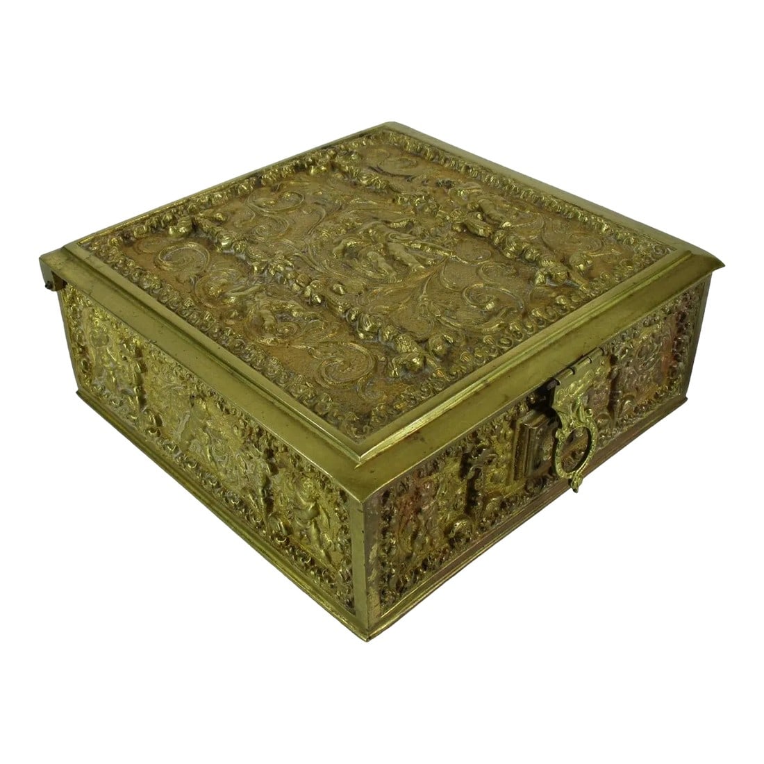 ‹Early 20th Century Art Nouveau Brass Jewelry Box Attributed Erhard & Sohne Germany (1 of 12)
