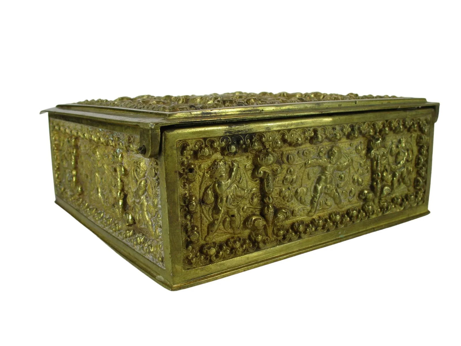 ‹Early 20th Century Art Nouveau Brass Jewelry Box Attributed Erhard & Sohne Germany - 6