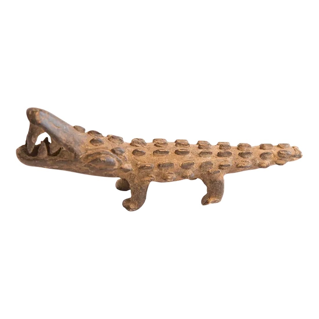 Vintage African Alligator Sculpture: :: Vintage handmade African alligator sculpture. Circa late mid 20th century, though possibly older, this piece has such incredible handmade charm and no two are identical. Create a scene of wildlife