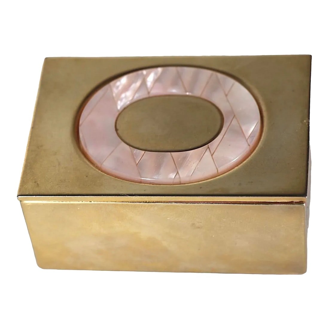 Brass With Shell Inlay Pin Box Made in Florence Italy Marked Car Bomboniere Crescenzic (1 of 9)