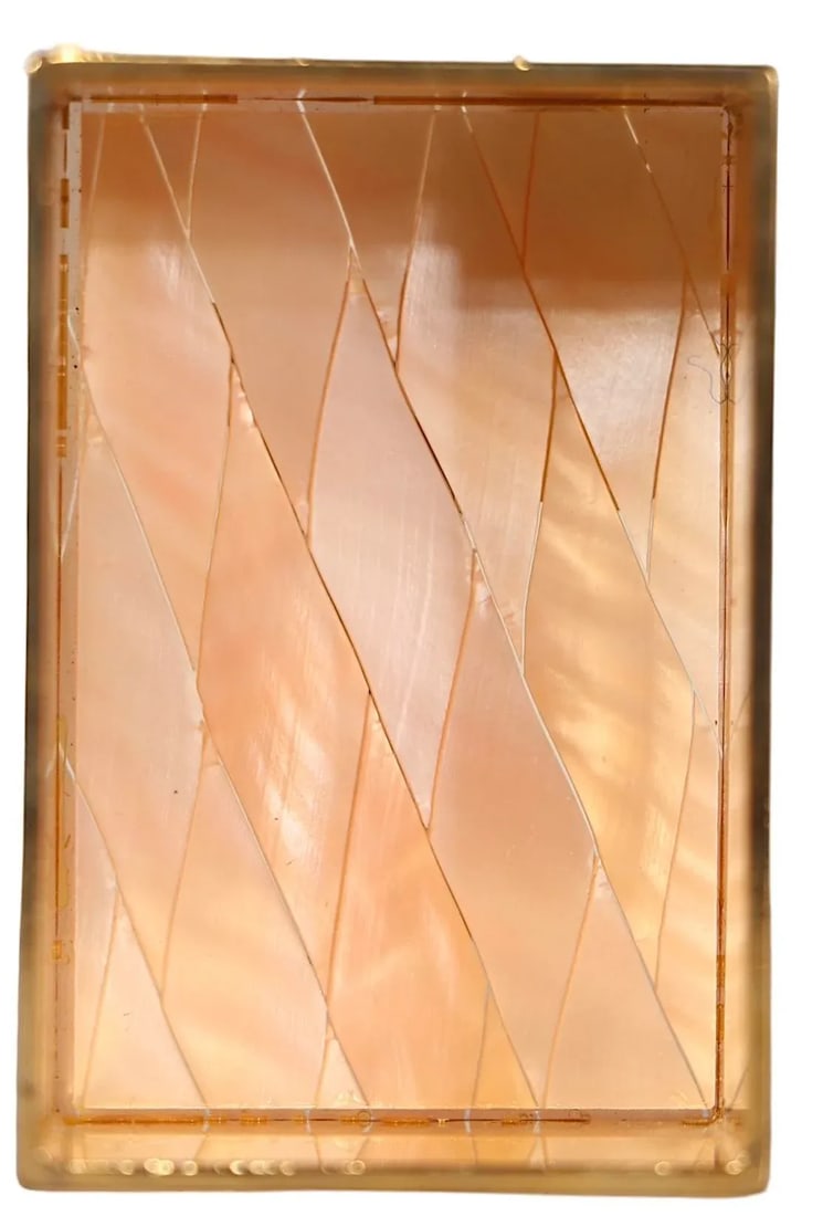 Brass With Shell Inlay Pin Box Made in Florence Italy Marked Car Bomboniere Crescenzic - 7