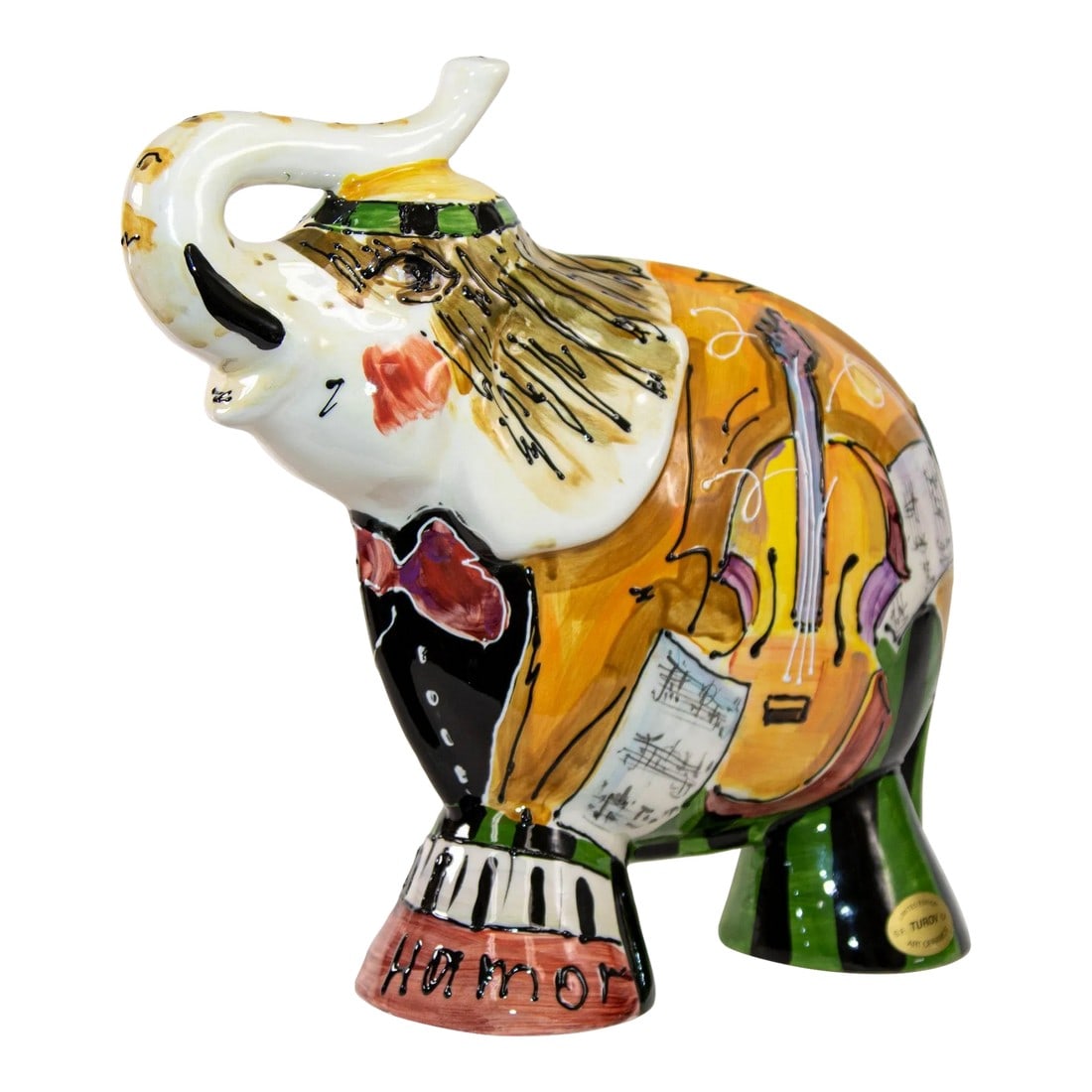 1990s Anatoly Turov Large Ceramic Circus Elephant Signed and Numbered: Anatoly Turov Large Ceramic Circus Elephant signed and numbered collectible.Anatoly Turov wanted to become successful in producing his own ceramic vessels, most notable animals. It was in 1976 when
