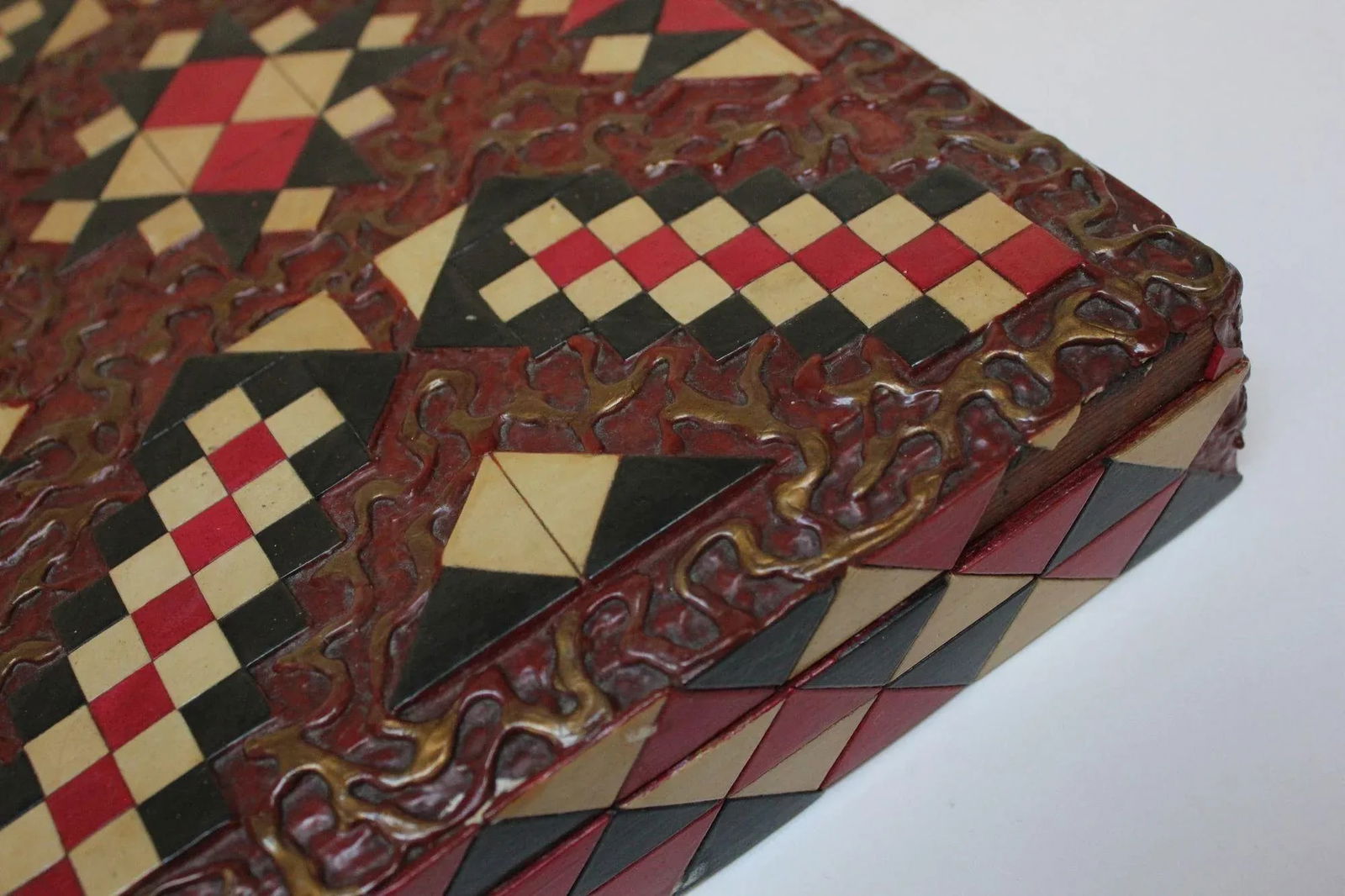 Vintage Italian Harlequin Decorative Hinged Box With Maritime Litho Lined Interior - 10