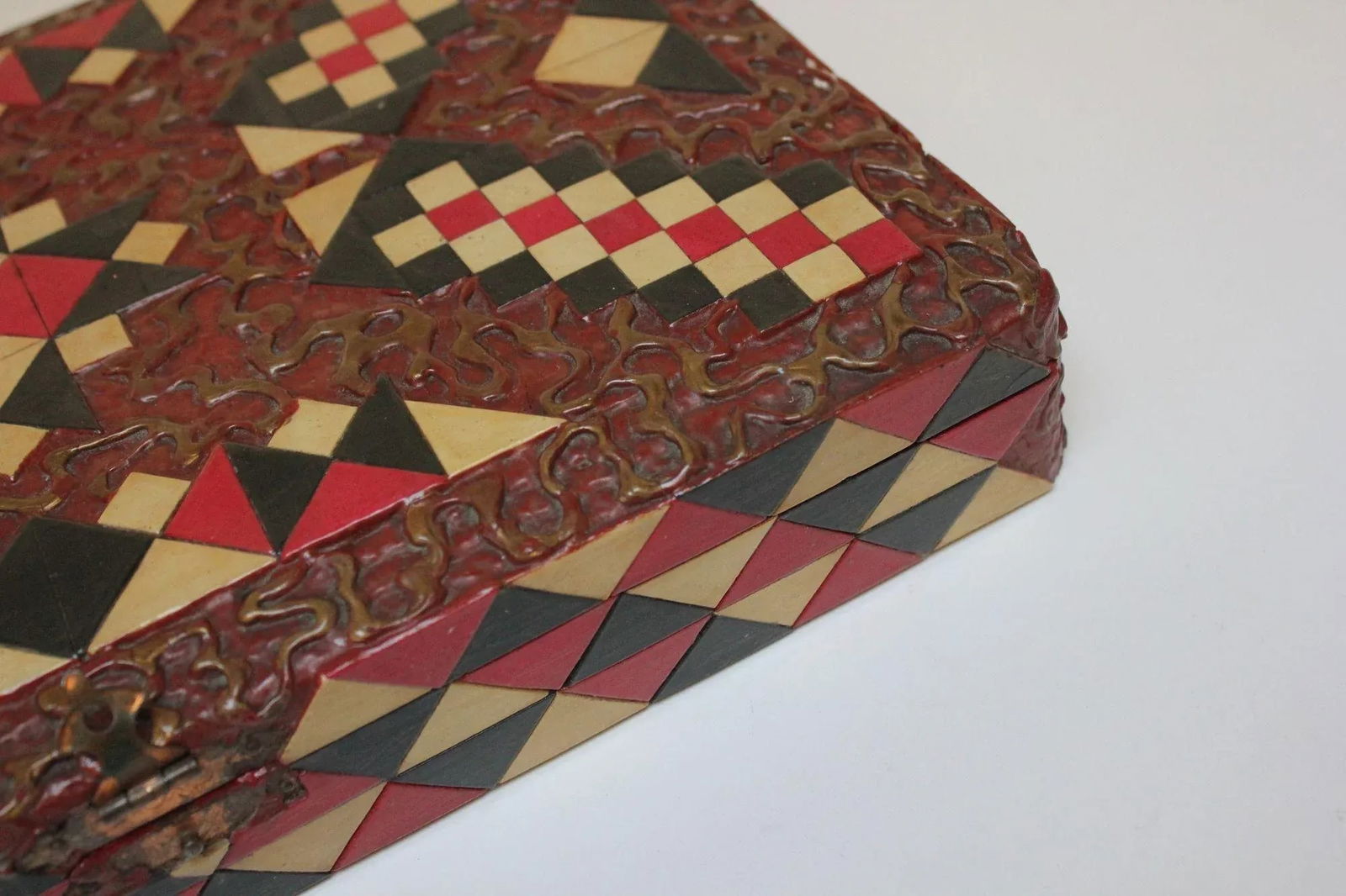 Vintage Italian Harlequin Decorative Hinged Box With Maritime Litho Lined Interior - 12