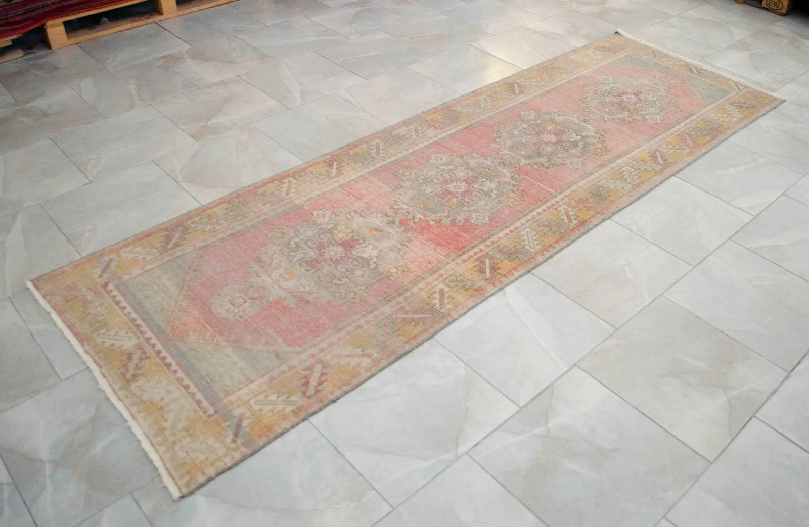 Faded Colors Oushak Runner - Distressed Pastel Hallway Rug 2'12³ X 9'4"³ - 10