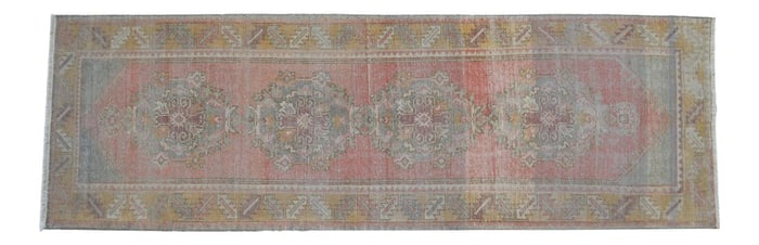 Faded Colors Oushak Runner - Distressed Pastel Hallway Rug 2'12³ X 9'4"³