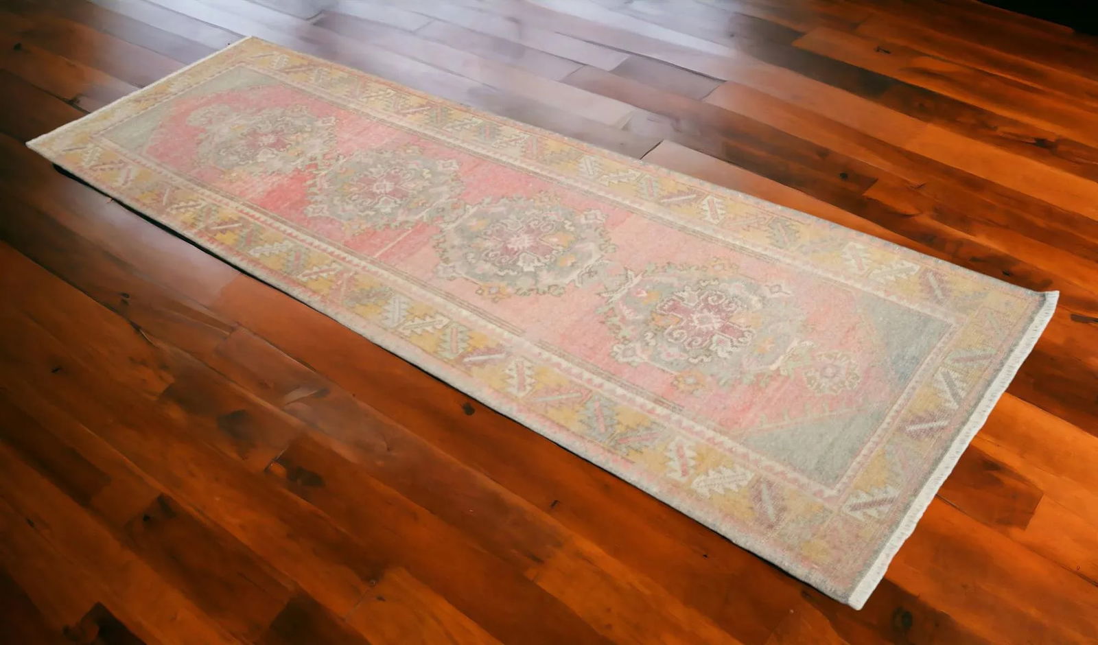 Faded Colors Oushak Runner - Distressed Pastel Hallway Rug 2'12³ X 9'4"³ - 2