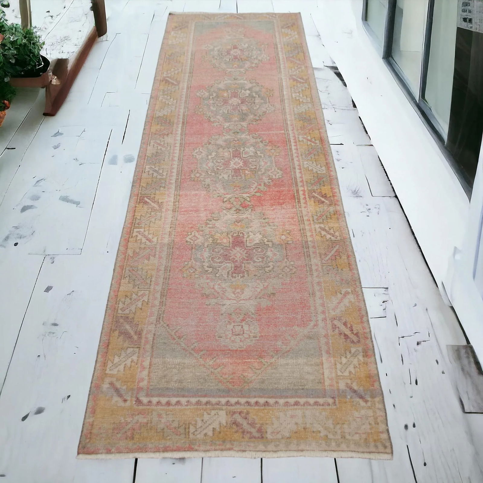 Faded Colors Oushak Runner - Distressed Pastel Hallway Rug 2'12³ X 9'4"³ - 3