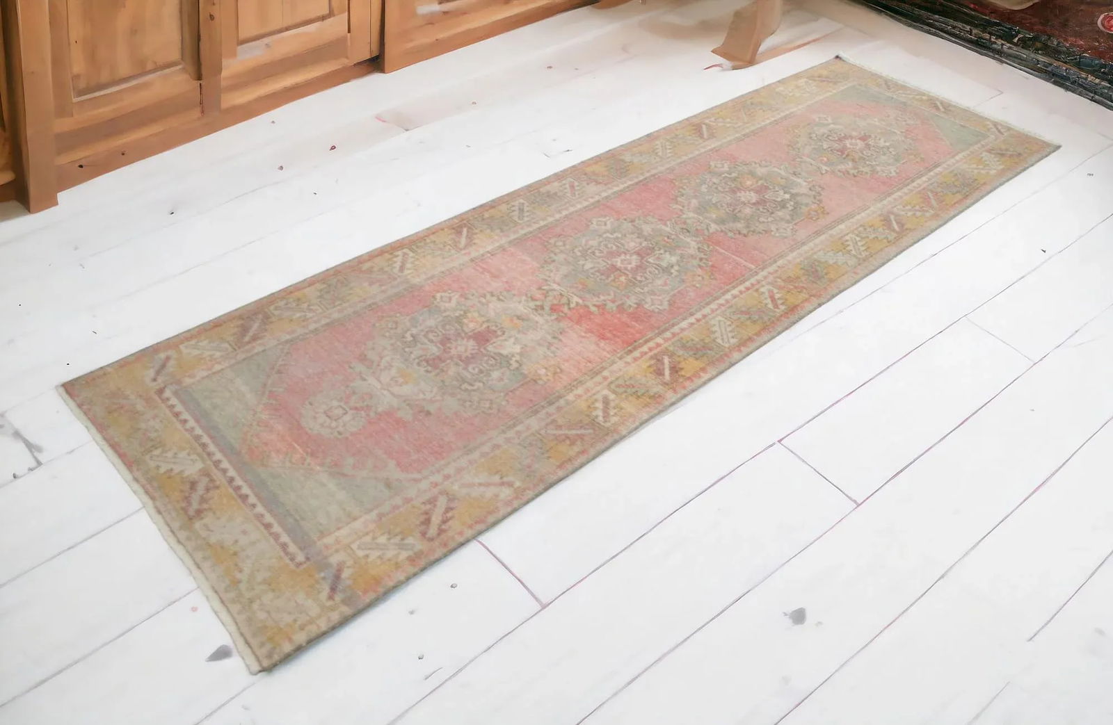 Faded Colors Oushak Runner - Distressed Pastel Hallway Rug 2'12³ X 9'4"³ - 5