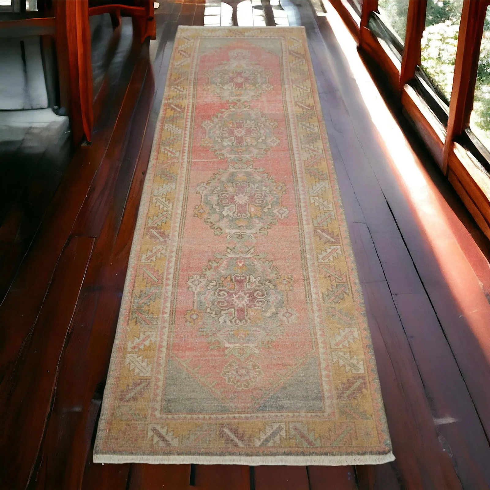 Faded Colors Oushak Runner - Distressed Pastel Hallway Rug 2'12³ X 9'4"³ - 6