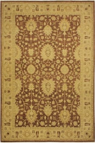 1990s Shabby Chic Kafkaz Brown/Tan Wool Rug -10'1 X 13'8