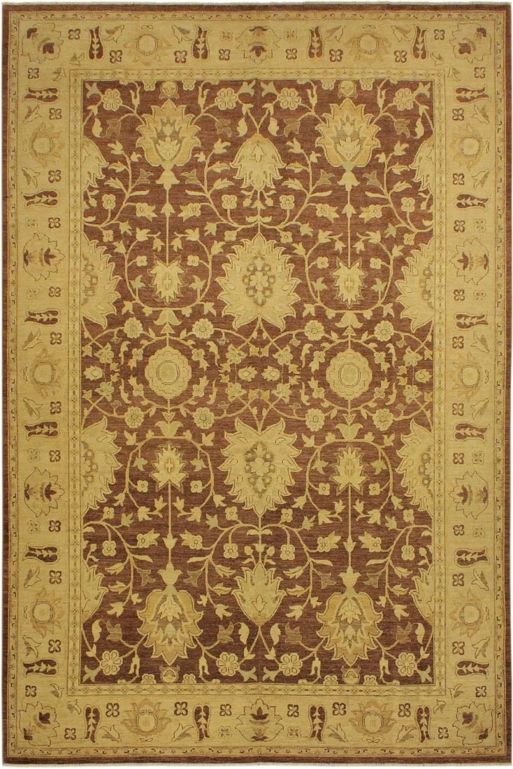 1990s Shabby Chic Kafkaz Brown/Tan Wool Rug -10'1 X 13'8: A Persian influenced Turkish hand knotted rug made by skilled artisans capable of creating the most exceptional vegetable dyes and hand-spun new zealand wool. This gorgeous one of a kind peshawar
