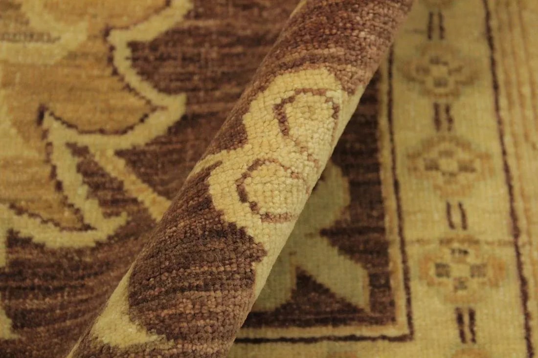 1990s Shabby Chic Kafkaz Brown/Tan Wool Rug -10'1 X 13'8 - 3