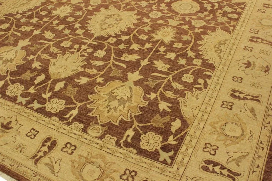 1990s Shabby Chic Kafkaz Brown/Tan Wool Rug -10'1 X 13'8 - 5