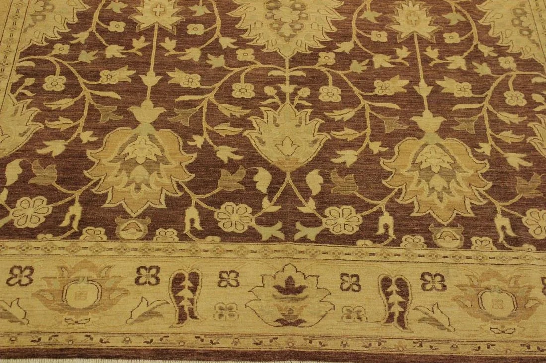 1990s Shabby Chic Kafkaz Brown/Tan Wool Rug -10'1 X 13'8 - 7