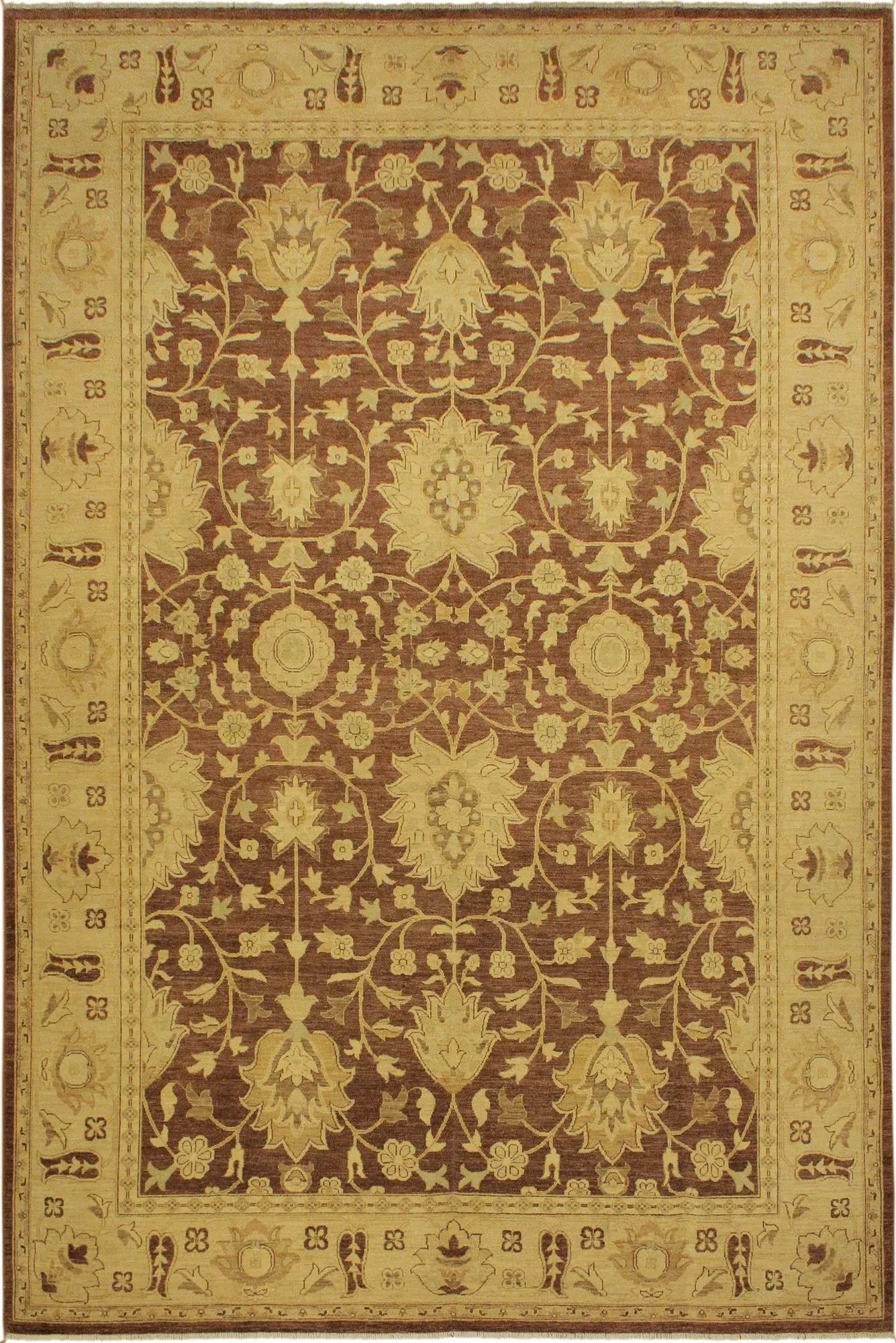 1990s Shabby Chic Kafkaz Brown/Tan Wool Rug -10'1 X 13'8 - 8
