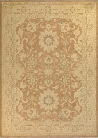 1990s Boho Chic Kafkaz Lt. Brown/Lt. Tan Wool Rug -9'11 X 13'7