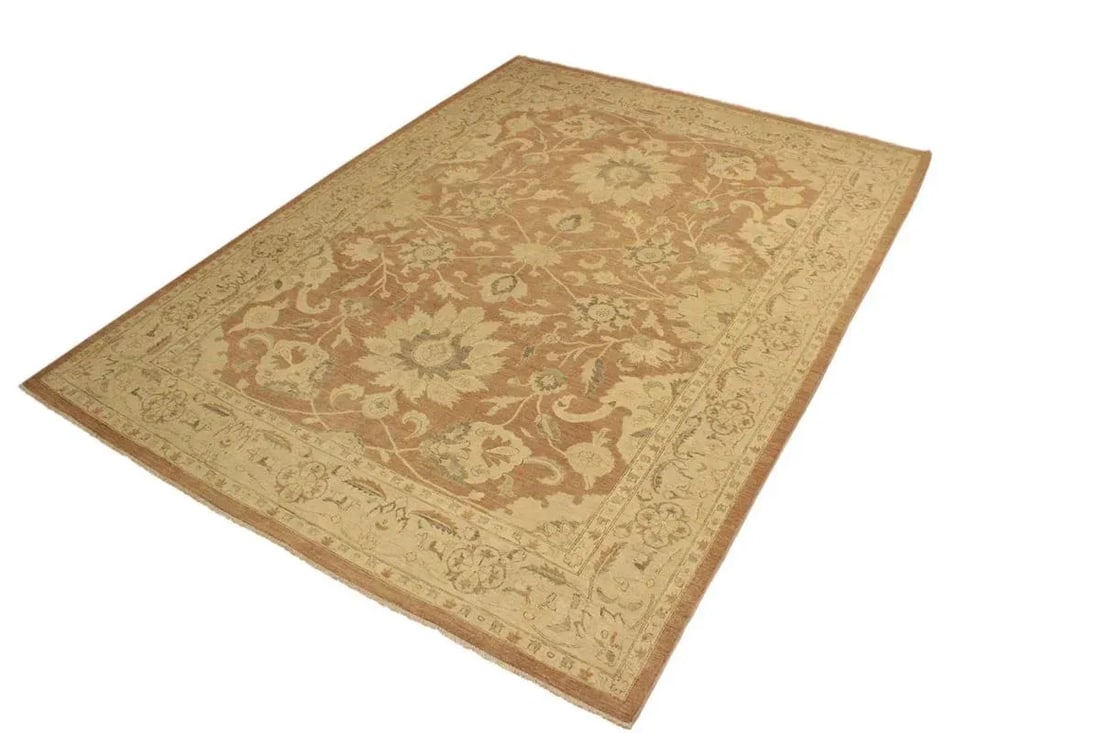 1990s Boho Chic Kafkaz Lt. Brown/Lt. Tan Wool Rug -9'11 X 13'7 - 2