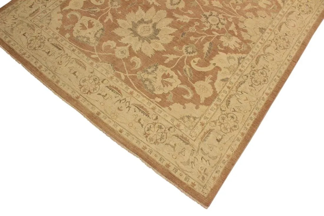 1990s Boho Chic Kafkaz Lt. Brown/Lt. Tan Wool Rug -9'11 X 13'7 - 3