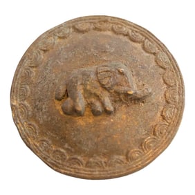 Vintage African Circle Box Lid With Elephant