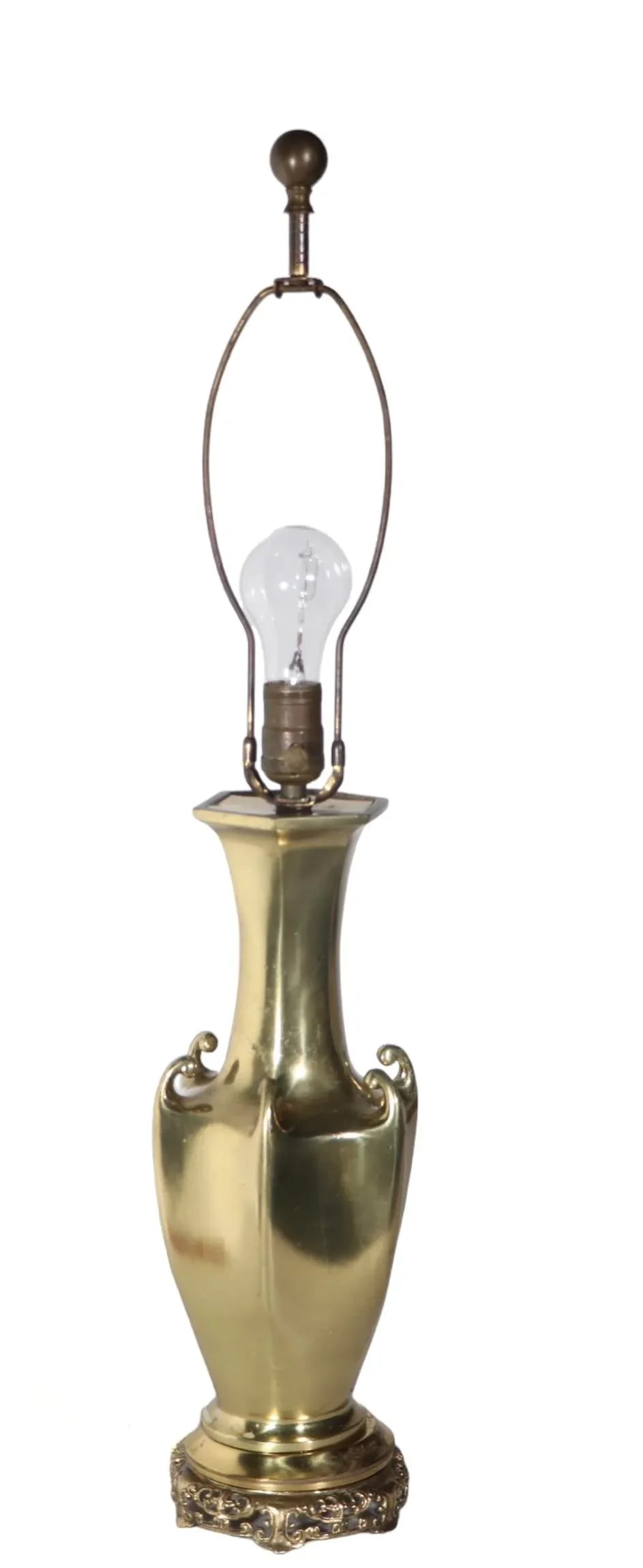 Chinese Style Hollywood Regency Brass Vase Table Lamp - 10