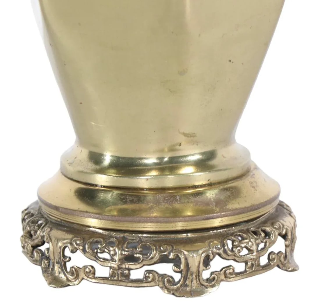 Chinese Style Hollywood Regency Brass Vase Table Lamp - 5
