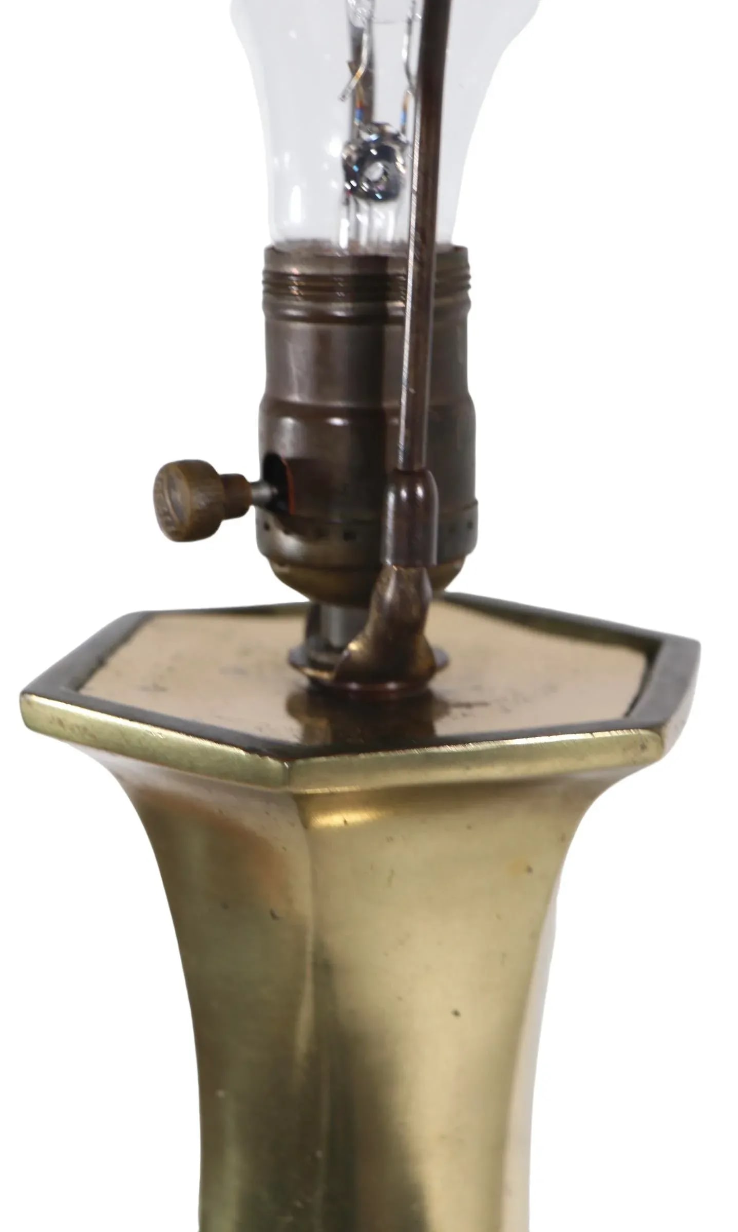 Chinese Style Hollywood Regency Brass Vase Table Lamp - 7