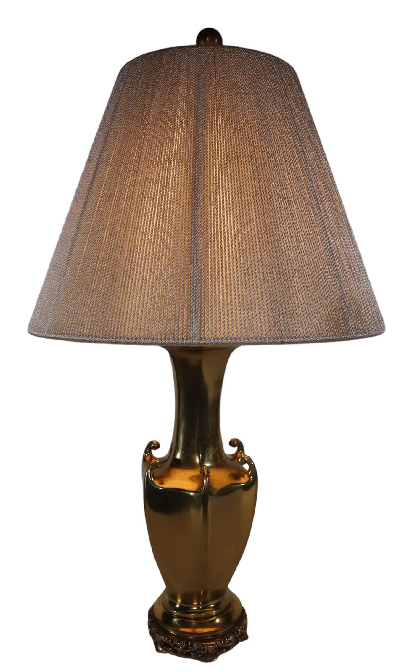 Chinese Style Hollywood Regency Brass Vase Table Lamp - 8