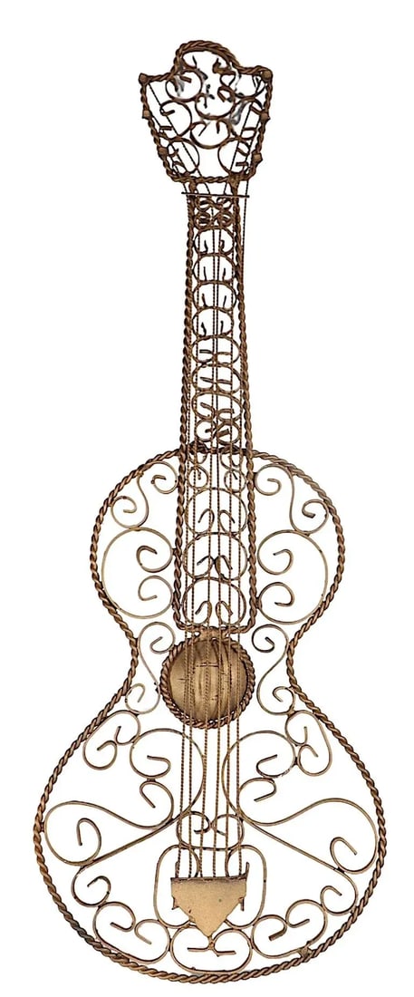 Decorative Wrought Iron Wall Hanging Guitar C 1970/1990's - 11