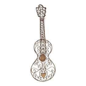 Decorative Wrought Iron Wall Hanging Guitar C 1970/1990's