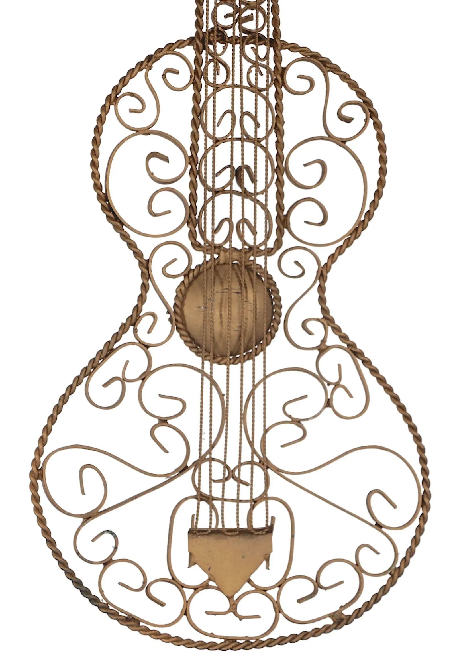 Decorative Wrought Iron Wall Hanging Guitar C 1970/1990's - 2