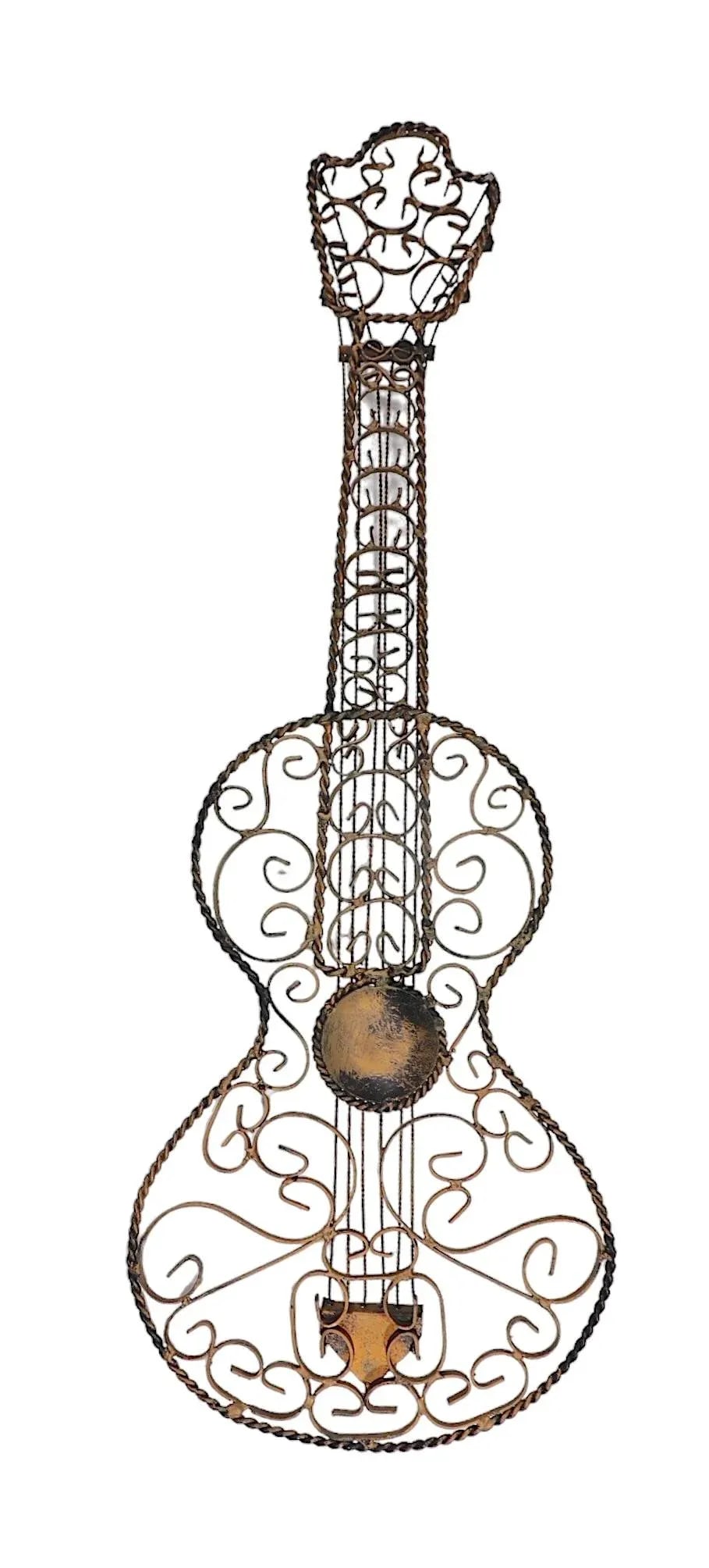 Decorative Wrought Iron Wall Hanging Guitar C 1970/1990's - 7