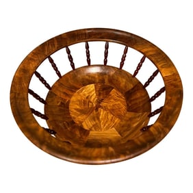 Black Walnut & Blood Wood Studio Turned Wood Fruit Bowl - Signed