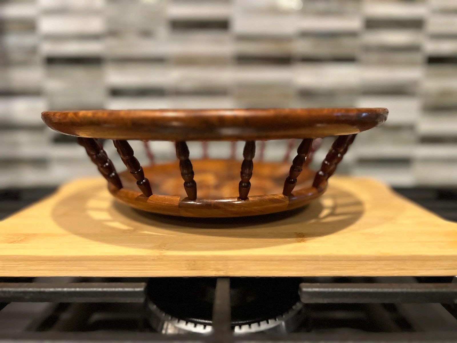 Black Walnut & Blood Wood Studio Turned Wood Fruit Bowl - Signed - 2