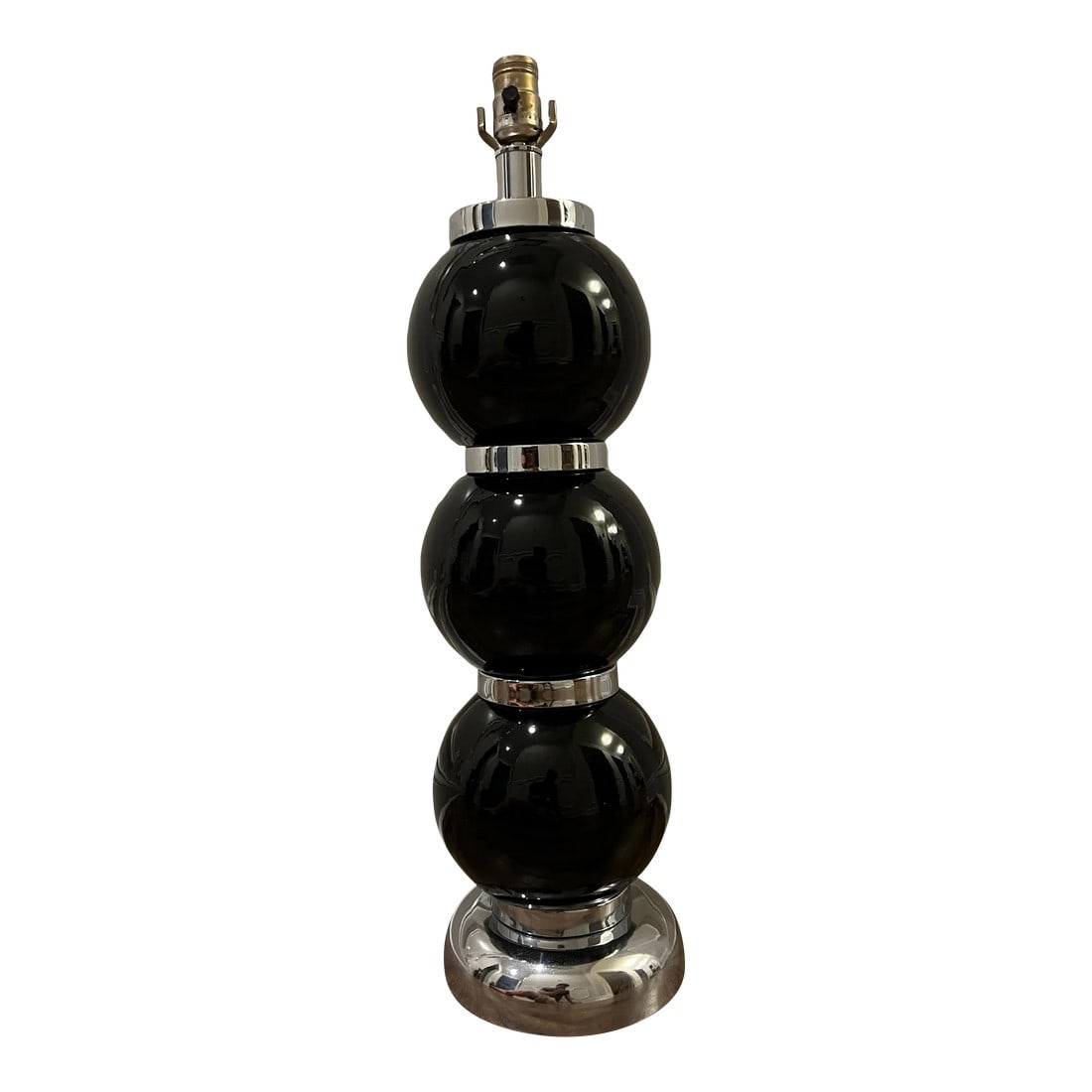 Vintage Kovacs Black Ceramic & Chrome Stacked Table Lamp (1 of 6)