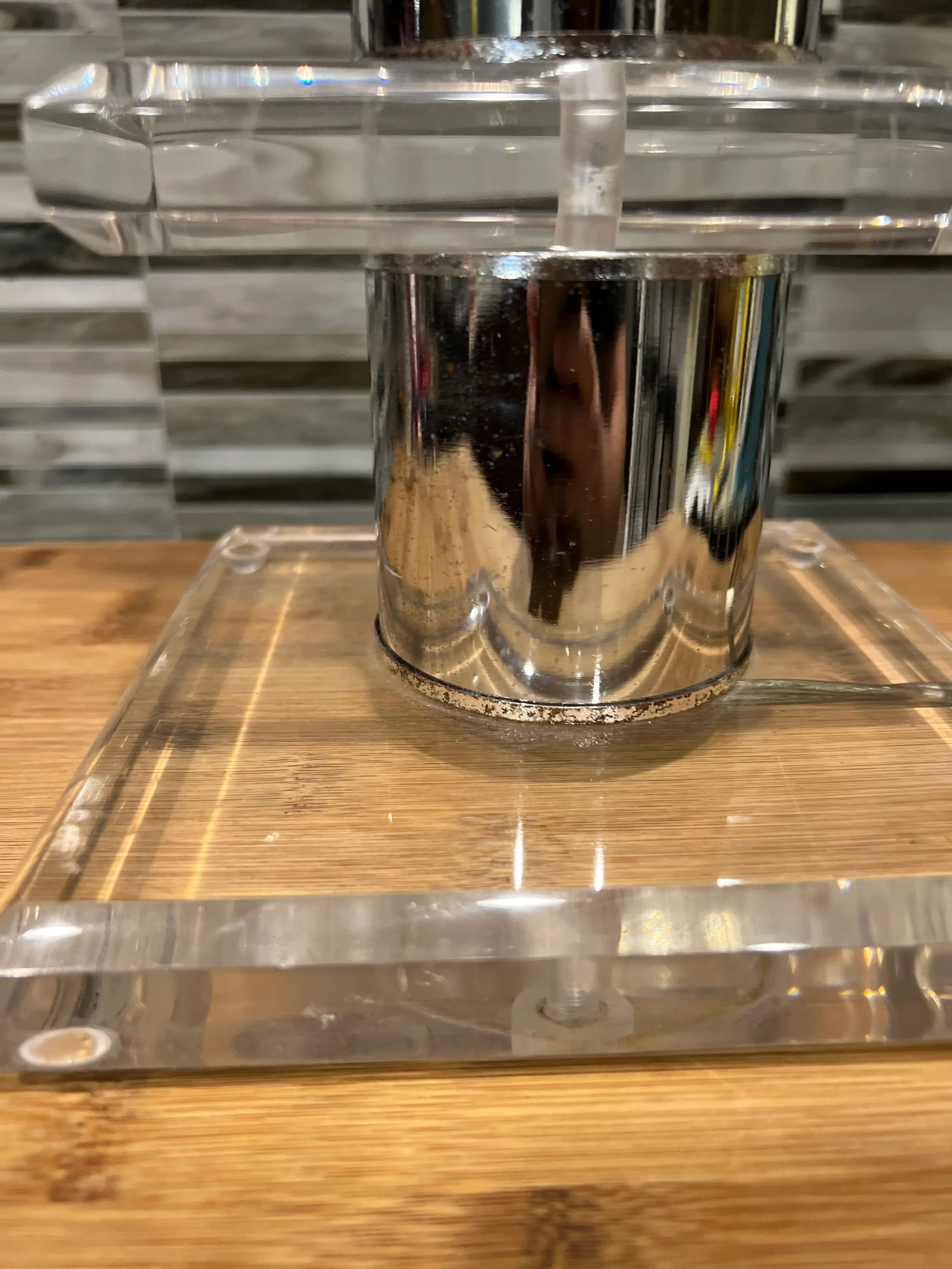 Vintage Mid Century Modern Lucite & Chrome Tiered Table Lamp - 3