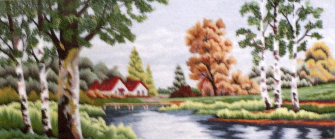 Landscape Needlepoint Textile Art Signed K/N - 2