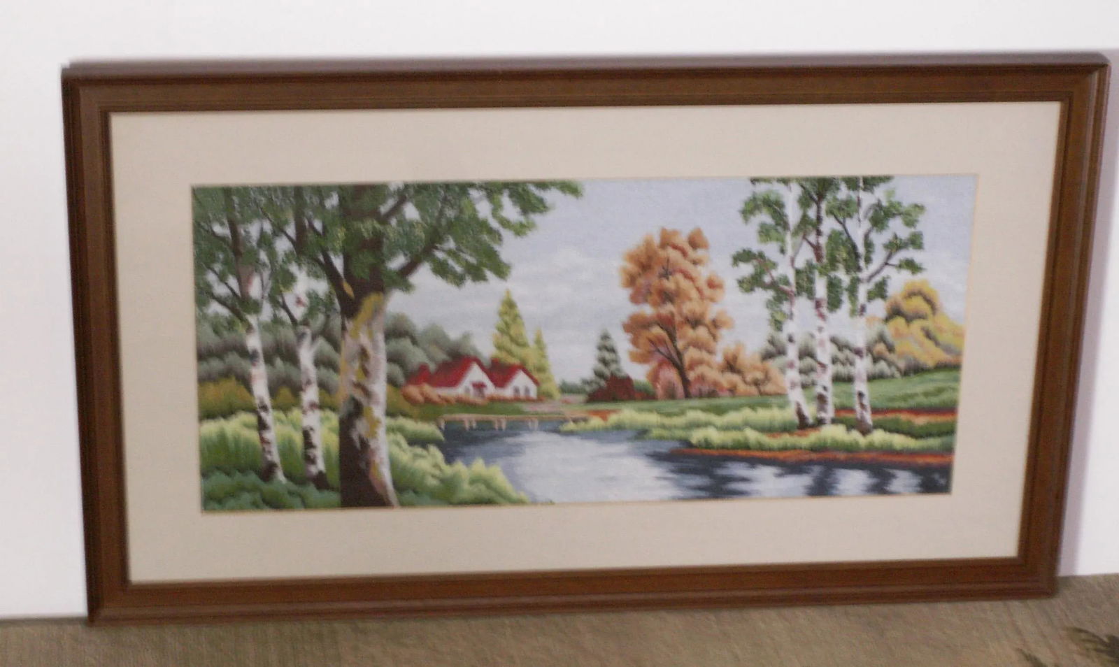 Landscape Needlepoint Textile Art Signed K/N - 4