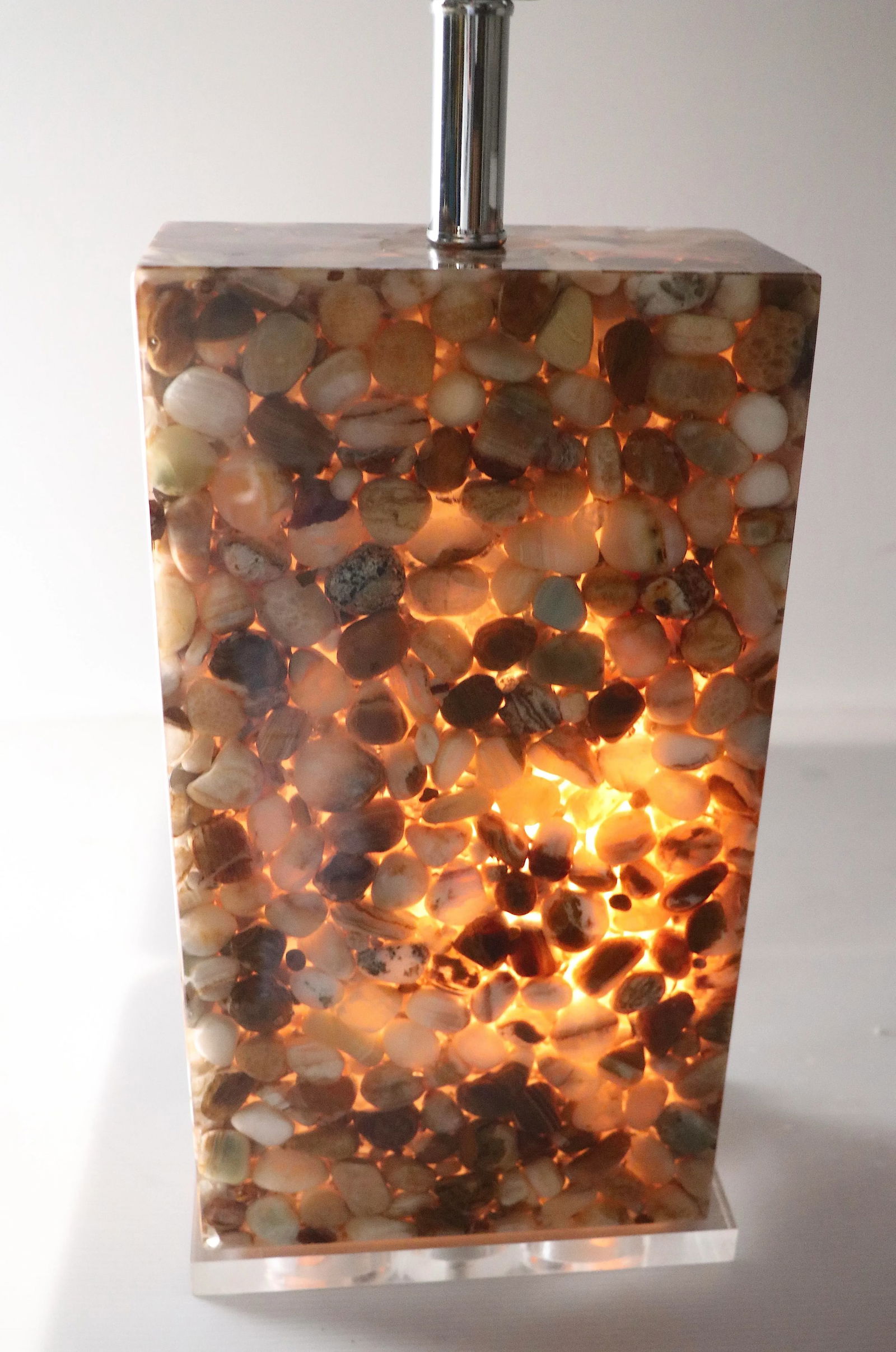Pr. Lucite Encased River Rocks Table Lamps - 10