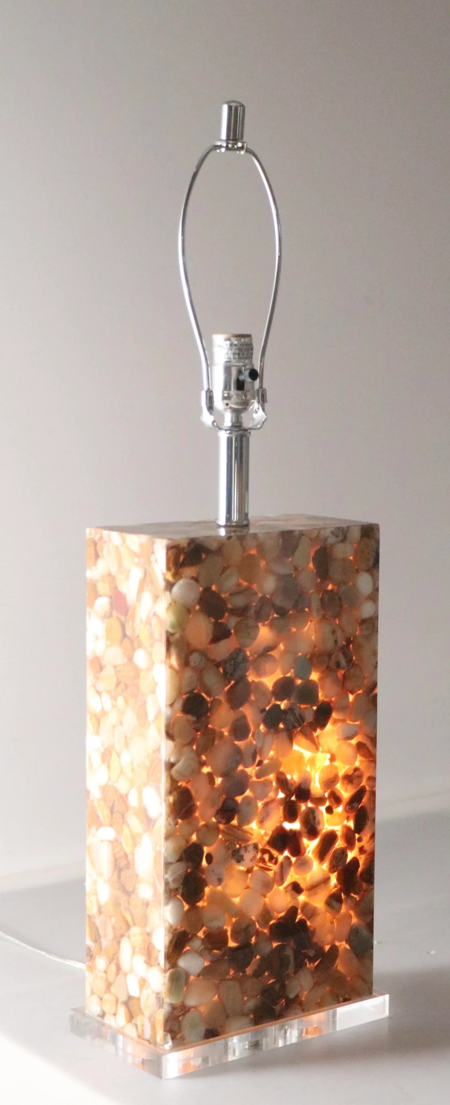 Pr. Lucite Encased River Rocks Table Lamps - 11
